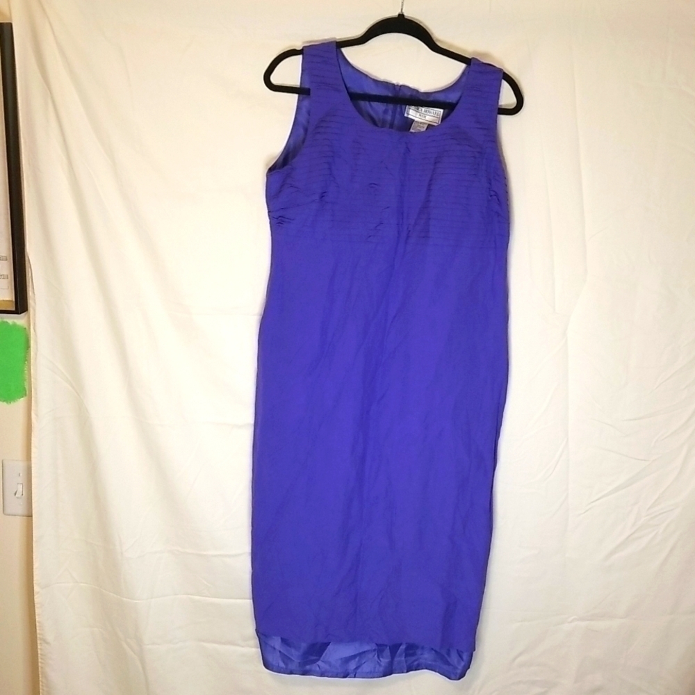 Jessica Howard Petite Royal Blue Linen Blend Sleeveless Dress Size 14
